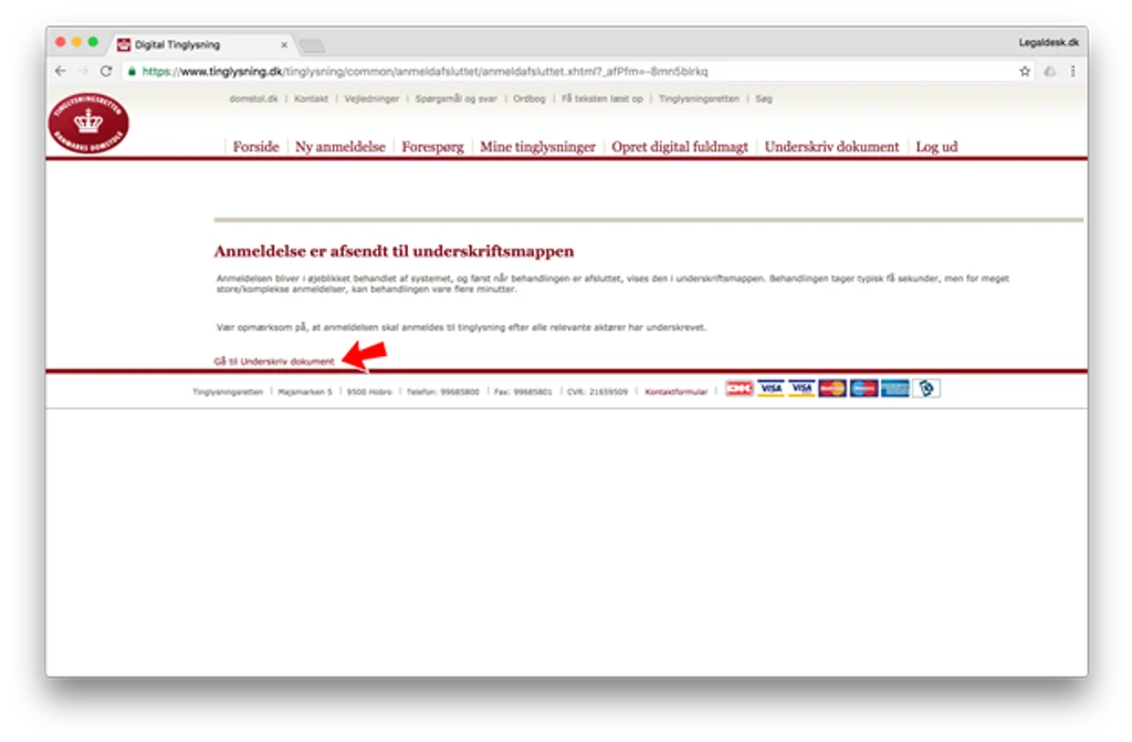 Ægtepagten er sendt til underskriftsmappen