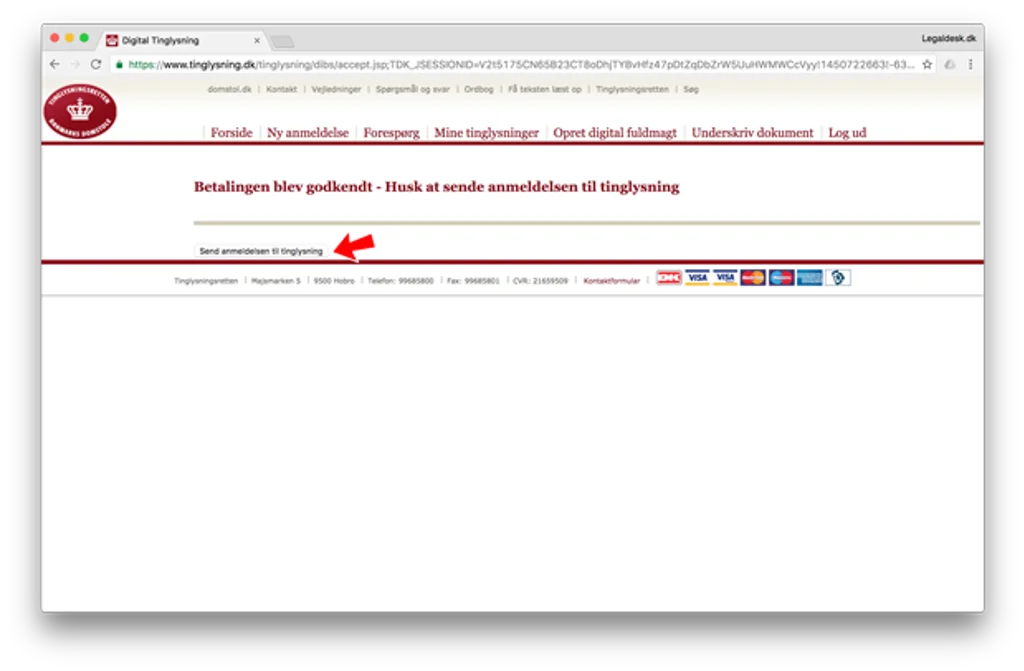 Send anmeldelse til tinglysning