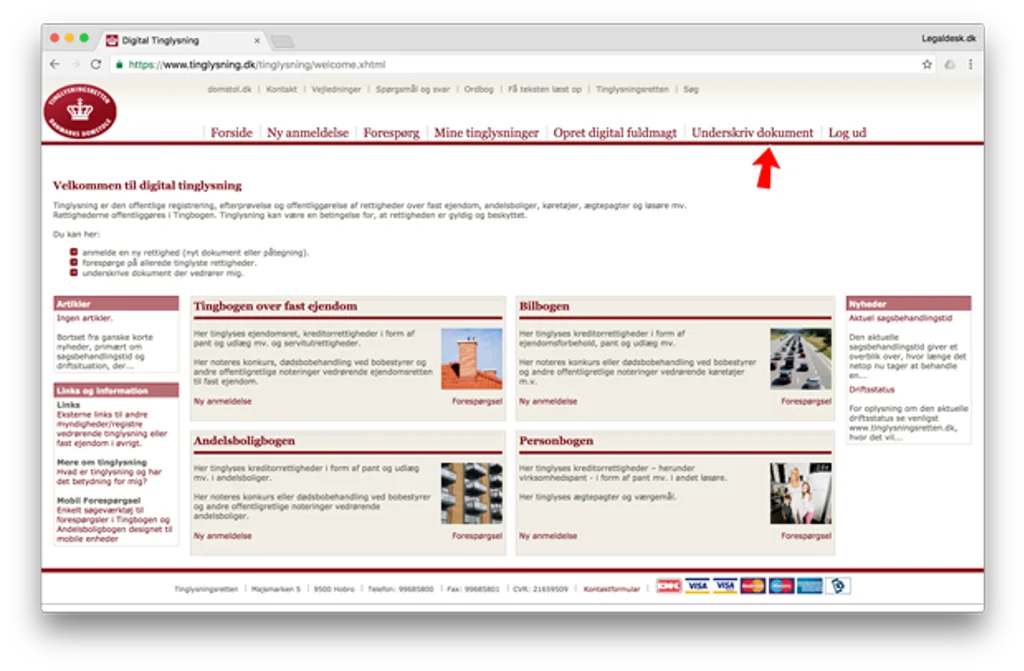 Gå til underskriftsmappe