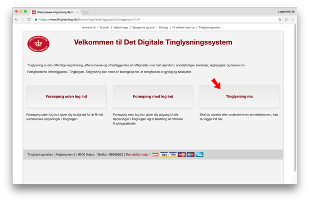 Vælg tinglysning mv.